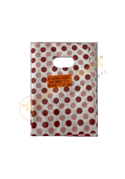 Bordo Yuvarlak Desenli Takı Poşeti 10x15 Cm Hediyelik