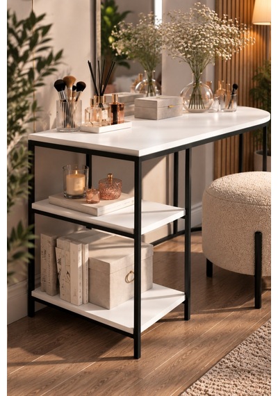 Sulorahome Beyaz Çalışma Ve Makyaj Masası 125 Cm