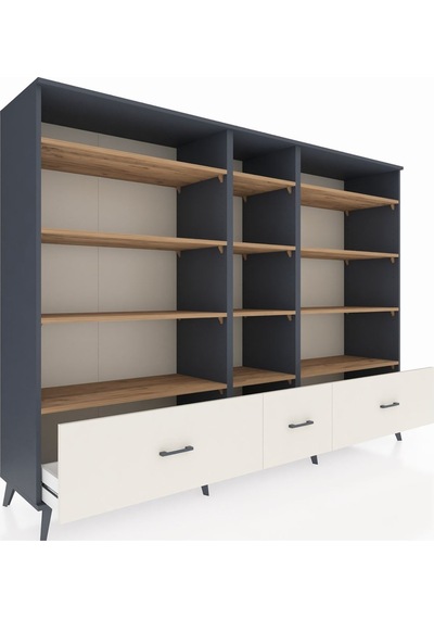 Hyperion Dolap 12 Raflı 3 Çekmeceli 220x44x163 Antrasit-çam/ayta Antrasit-çam/aytaşı Hyperion Dolap 12 Raflı 3 Çekmeceli 220x44x163 Antrasit-çam/ayta Antrasit-çam/aytaşı