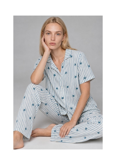 Fit Women Kadın Kısa Kollu Rahat Mavi Pijama Takımı 4728