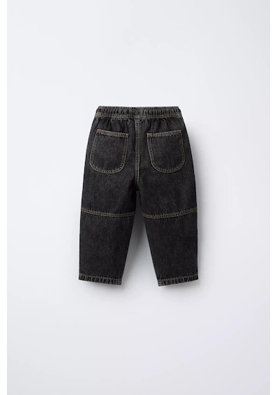 Magu Erkek Çocuk Pamuklu Siyah Denim Jogger Pantolon Büyük Cepli, Lastik Belli Antrasit