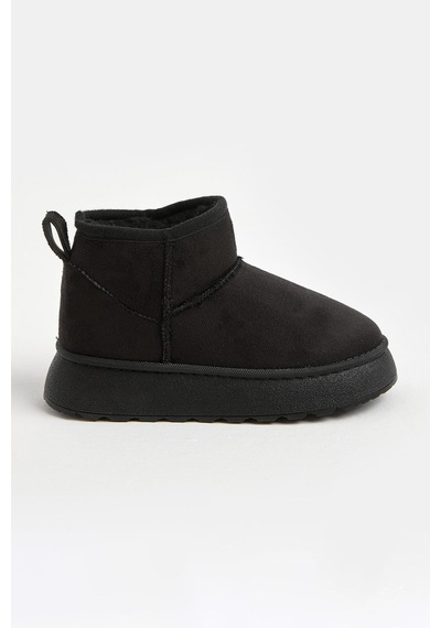 Tonny Black Kalın Poli Taban İçi Kürklü Süet Görünümlü Çocuk Unisex Siyah Günlük Bot Tbsz015 Siyah