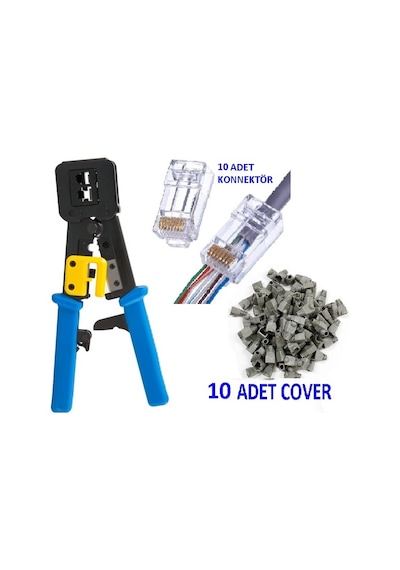Yeni Nesil Rj45 Ağ Pensesi + 10 Adet Jack + 10 Adet Kılıf