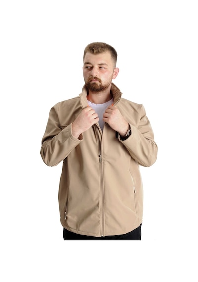 Mode Xl Büyük Beden Erkek Shoftshell Waterproof Mont 21232 Bej 001