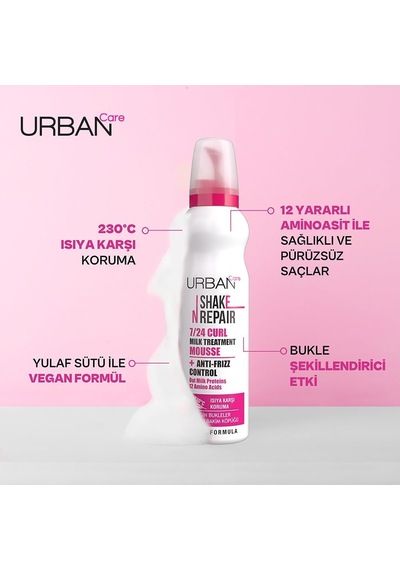 Lexroo Shake N Repair 7/24 Kabaran Ve Bukleli Saçlara Özel Saç Bakım Köpüğü, 150 Mililitre, Vegan