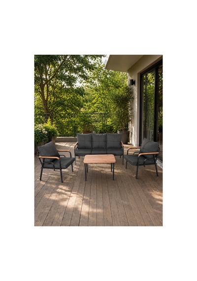 Bahçe Balkon Mobilyası 3+1+1+sehpa Gri Gri