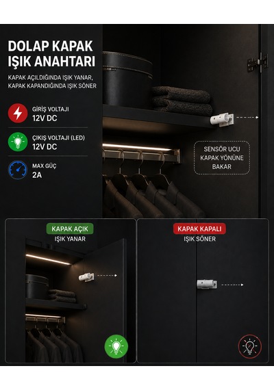 Dolap Kapak Işık Anahtarı 12V Elektrik Anahtarlar