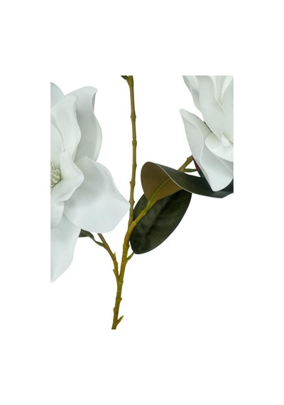 Yapay Çiçek Beyaz Manolya Islak Doku 3 Kafalı Uzun Dal Çiçek Flowers 80cm