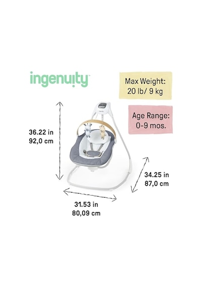 Ingenuity Simplecomfort Kompakt Yatıştırıcı Salıncak, Döner Çubuk, Dönen Koltuk, 6 Hız Seçeneği, 0 Aylık İle 9 Aylık Arasındaki Bebekler İçin, 9 Kg A Kadar, Chambray Açık Bej Ingenuity Simplecomfort Kompakt Yatıştırıcı Salıncak, Döner Çubuk, Dönen Koltuk, 6 Hız Seçeneği, 0 Aylık İle 9 Aylık Arasındaki Bebekler İçin, 9 Kg A Kadar, Chambray Açık Bej