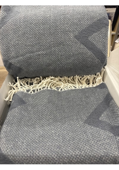 Sesli Comfort Mavi Açık Skoç Pamuk Örme Battaniye 200x220 Çift Kişilik Battal Diğer
