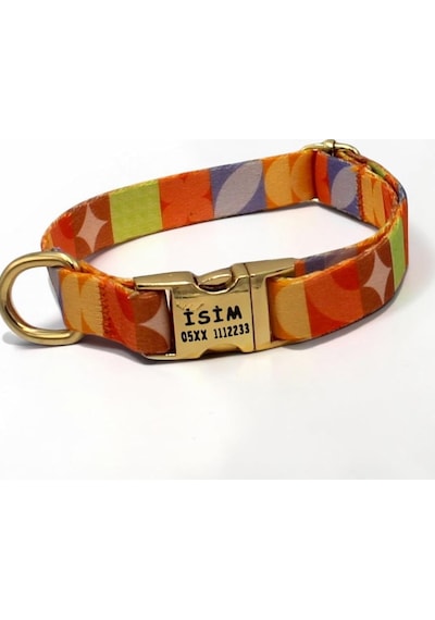 Caramelos İsimli Köpek Tasması, Küçük Irk Ve Yavru Köpek İçin, Metal Kilit, 1,5 Cm Turuncu, Small Genel
