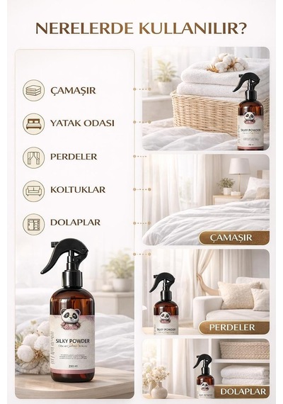 Silky Powder 250 Ml Sprey Ortam Ve Kumaş Kokusu, Bebek Pudrası Kokulu Ev Ve Tekstil Parfümü Diğer