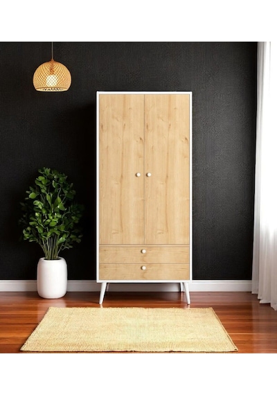 Floradesign Riva Elbise Dolabı / Iki Kapaklı Çekmeceli Dolap / Gardırop