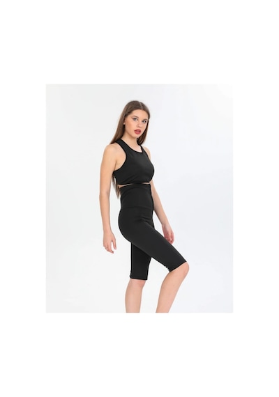 Fit Women Agraflı Termal Sauna Şort 4411 Siyah