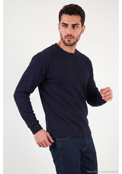 Buratti Pamuk Karışımlı Relaxed Fit Bisiklet Yaka Kazak Erkek Sweat 5905837 Lacivert