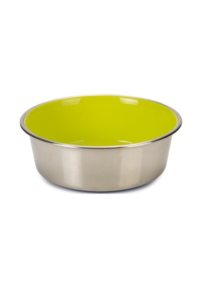 Beeztees Köpek Mama Su Kabı, Paslanmaz Çelik, İçi Sarı, 16cm, 940ml