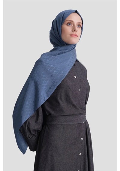 Armine Elegance Pamuk - İpek Şal P3001 İndigo Mavi