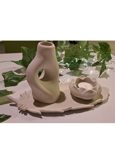 Flora Vazo Ve Lotus Çiçeği 3 Lü Takım