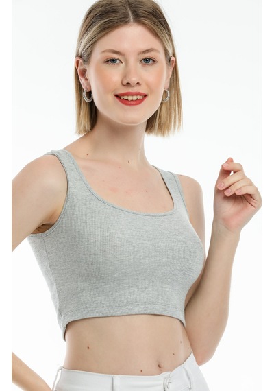 Kadın Crop Örme Atlet-tişort Spr21y19 001