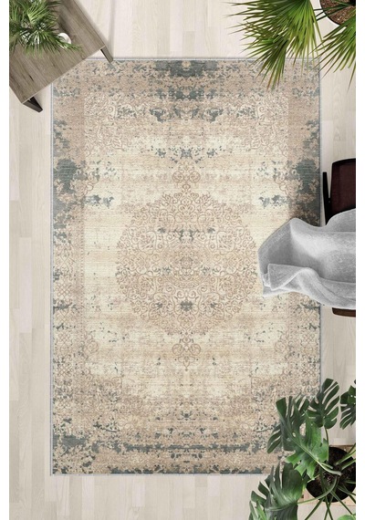Kaymaz Taban Yıkanabilir Halı Mutfak, Salon, Yatak Odası İçin Modern Dijital Baskı Halı Slnhalı30 - 0102 Çok Renkli