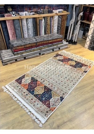 Salerno Çamaşır Makinesinde Yıkanabilir Kilim Halı Hs1034 Çok Renkli
