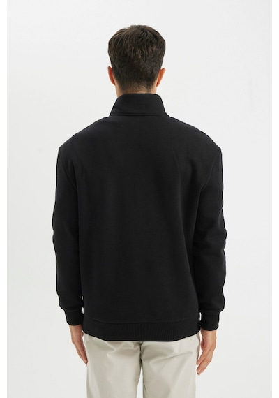 DeFacto Comfort Regular Fit Rahat Kalıp Fermuarlı Dik Yaka Basic Düz Sweatshirt X7405AZ24AUBK81