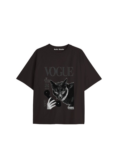 Kalic Studio Y2k Vintage Cats Baskılı Siyah T-shirt Kod 35 Siyah-35
