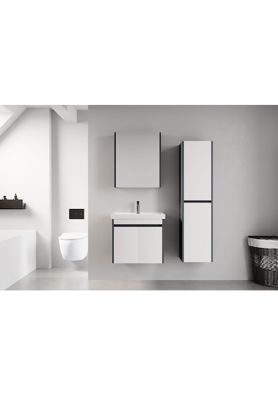 Denko Milano 60 Cm Antrasit Beyaz Banyo Dolabı Alt Modül Lavabo