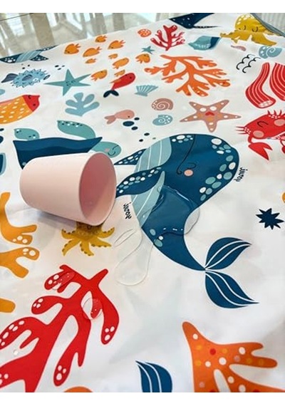 Seaworld Sıvı Geçirmeyen Çok Amaçlı Aktivite Örtüsü, Yer, Masa Ve Yatak İçin, Makinede Yıkanabilir, 145x150cm