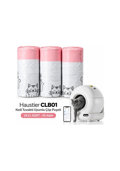 Haustier Clb-01 Otomatik Kedi Tuvaleti Büzgülü 3x15 Çöp Poşeti