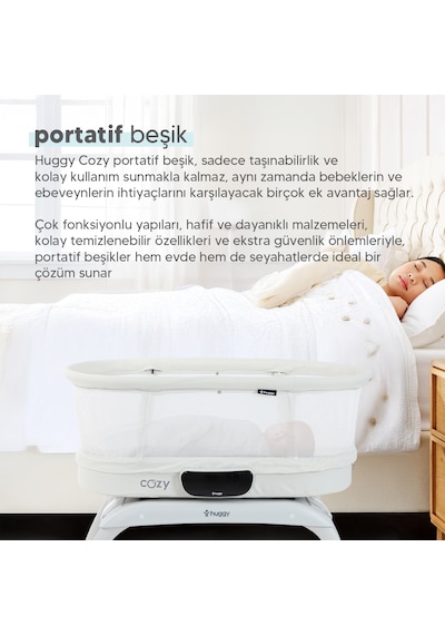 Huggy 4 İn 1 Cozy Terazi Özellikli Bluetooth Portatif Beşik Krem