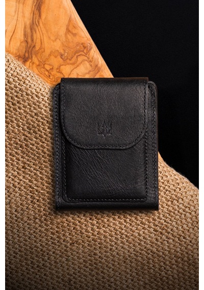 Getto Deri Drax Click Hakiki Deri Özel İsim Baskılı Cüzdan siyah