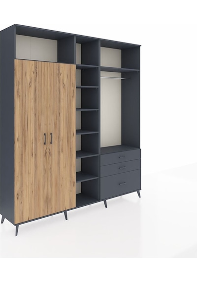 Hyperion Dolap 9 Raflı 3 Çekmeceli 2 Askılı 220x44x243 Antrasit-çam/antrasit Atlas Çam/antrasıt Hyperion Dolap 9 Raflı 3 Çekmeceli 2 Askılı 220x44x243 Antrasit-çam/antrasit Atlas Çam/antrasıt