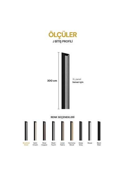 Vilo Mpc J Bitiş Profili Brushed Steel 300cm Xl Duvar Paneli Kenar Ve Dış Köşe Bitişi