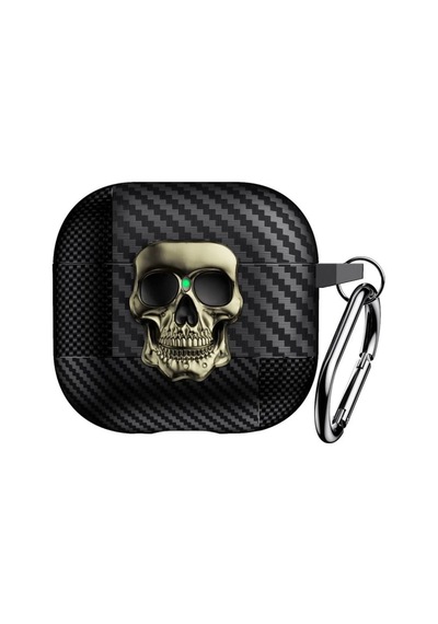Caseonn Apple Airpods Uyumlu 5 Kılıf Güvenli Kilitli Kuru Kafa Karbon Bakır