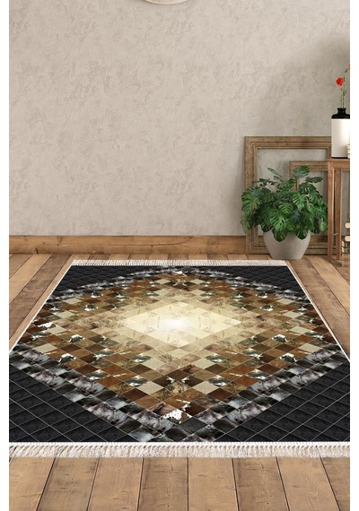 Eko Trend Djt Banyo Paspası Yıkanabilir Kaymaz Taban 759 Patchwork Siyah