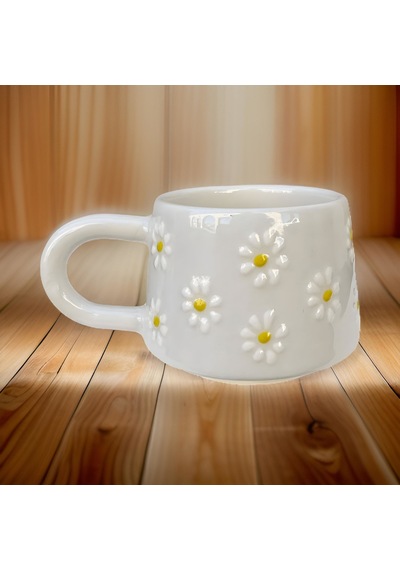 Klasik Çayır Papatya Seramik Kupa Bardak Mug