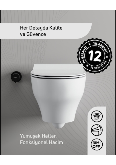Creavit Ness Vortex Asma Klozet Ve Kapak Seti Beyaz