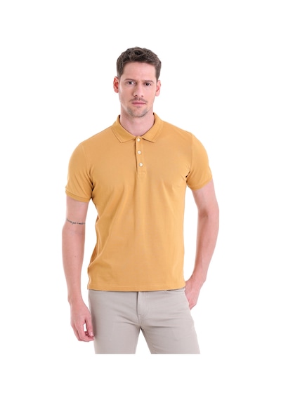 Hatemoğlu Hardal Düz Comfort Fit 100% Pamuk Polo Yaka Tişört Hardal