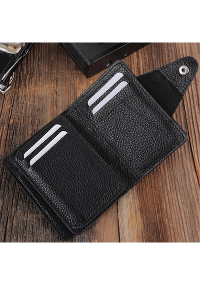Williampolo Elit Quality Siyah Hakiki Deri Mini Erkek Kartlık Siyah