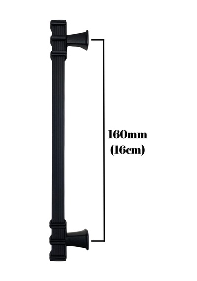 Kare Çizgili Siyah Metal Dolap Kulpu Mobilya Ve Mutfak Dolap Kulpu Siyah 160mm 2 Adet Siyah