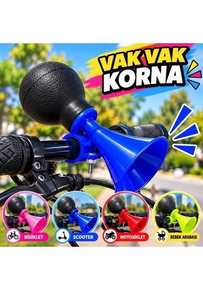 Bisiklet Kornası Vak Vak Korna Gidon Montajlı Kauçuk Pompalı Renkli Çok Renkli