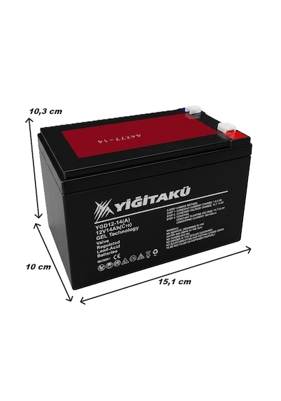 Yiğit Akü 12 V 14 Ah Jel Elektrikli Motosiklet Aküsü
