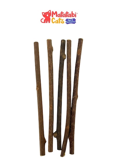 Mini Sticks 5 Li Doğal İnce Matatabi Çubuğu Kedi Oyuncağı İnce Çiğneme Çubuğu Kedi Diş Bakımı 12 Cm