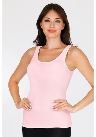 Sensu Kadın Pamuklu Likralı Kalın Askılı Atlet Toz Pembe Toz Pembe