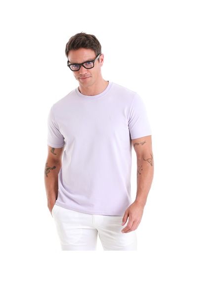 Hatemoğlu Lila Regular Fit Düz Bisiklet Yaka Pamuklu Triko Tişört 35102023c003 013 Lila