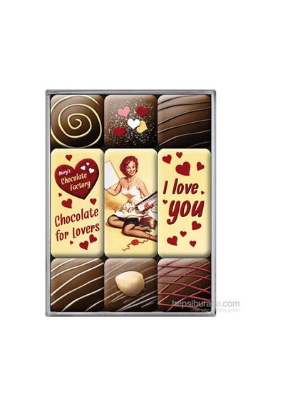Nostalgic Art I Love You Chocolate Magnet Set 9 Parça Çok Renkli