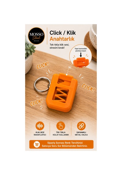 Mekanik Tekli Clicker Ses Çıkaran Klavye Anahtarlık Klik Stres Oyuncağı
