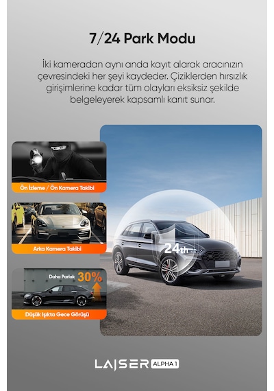 Laiser Alpha 1 4k Araç İçi Kamera 2 Kanallı Sony Imx678 Gps + Wi-fi + Park Modu Ön-arka