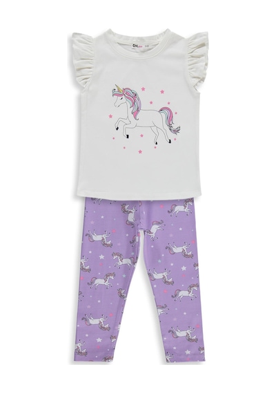Civil Girls Unicorn Baskılı 2-5 Yaş Takım - Lila Mor Civil Girls Unicorn Baskılı 2-5 Yaş Takım - Lila Mor